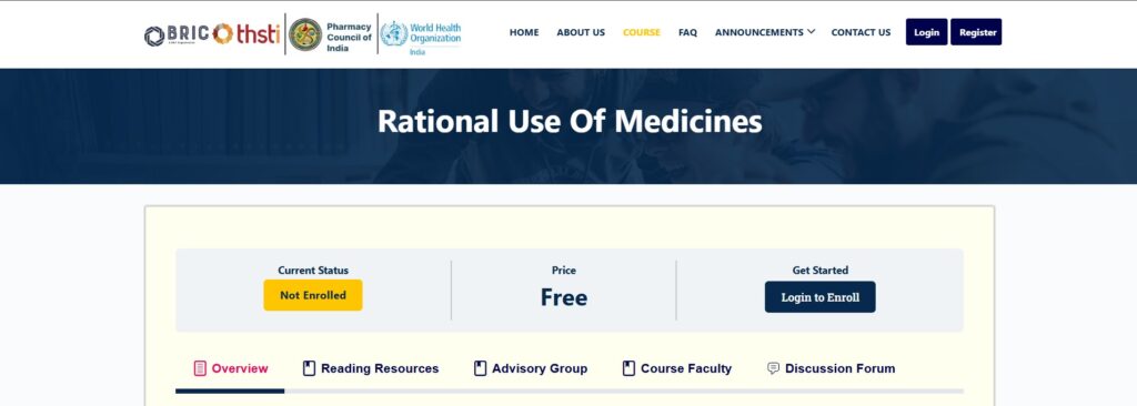 Certified Course on Rational Use of Medicines for Registered Pharmacists