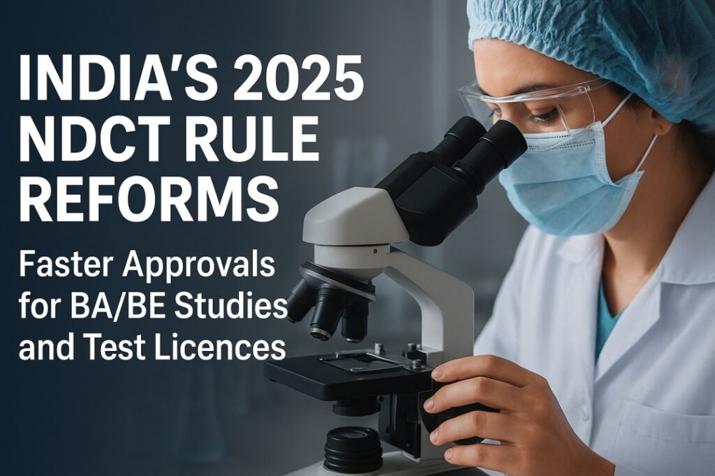 NDCT 2019 Rule Reforms: Accelerating Approvals for BA/BE Studies & Test Licences